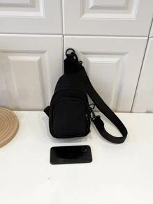 Language Of Flowers Mini Minimalist Sling Bag, Preppy Bum Bag For The First Day Of School - Black - View 3