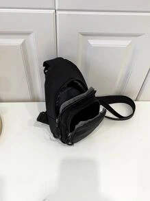 Language Of Flowers Mini Minimalist Sling Bag, Preppy Bum Bag For The First Day Of School - Black - View 6