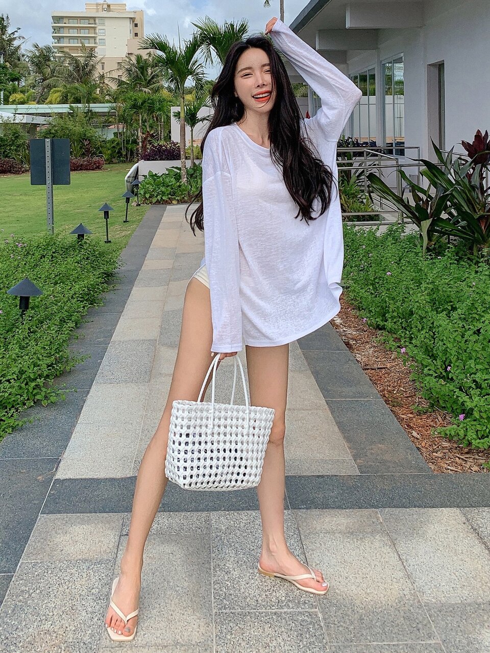 Solid Split Hem Drop Shoulder Cover Up Summer,Beach Women Outfits