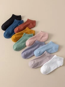 10pairs Solid Ankle Socks - Multicolor - View 3