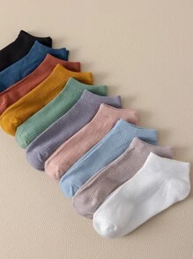 10pairs Solid Ankle Socks - Multicolor - View 4