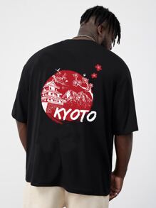 Manfinity RebelGame Uomo Maglietta cotone con grafica lettera e floreale - nero - Visualizzare 3