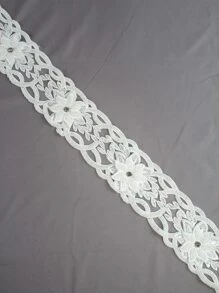 1入組花卉設計DIY織帶現代聚酰胺DIY家用織帶花邊 - 白色 - 查看 3