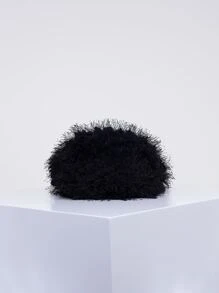 毛絨、柔軟、毛絨簡約蓬鬆挎包適合女孩、女士、大學生、菜鳥和白領上班、辦公室、通勤、秋冬、暖冬、戶外、派對、舞會、婚禮 - 黑色 - 查看 3