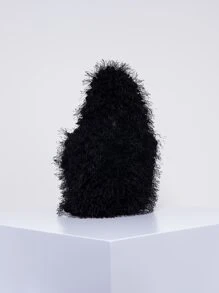 毛絨、柔軟、毛絨簡約蓬鬆挎包適合女孩、女士、大學生、菜鳥和白領上班、辦公室、通勤、秋冬、暖冬、戶外、派對、舞會、婚禮 - 黑色 - 查看 5