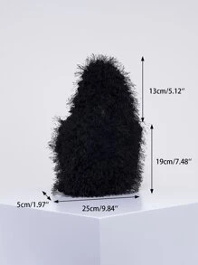 毛絨、柔軟、毛絨簡約蓬鬆挎包適合女孩、女士、大學生、菜鳥和白領上班、辦公室、通勤、秋冬、暖冬、戶外、派對、舞會、婚禮 - 黑色 - 查看 6