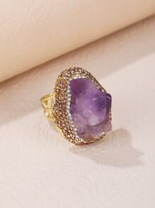 水鑽和石頭裝飾戒指 - 彩色 - 查看 1