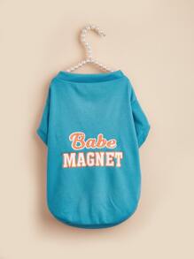 1pc Letter Graphic Pet Tee - Blue - View 2