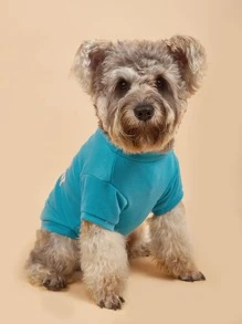 1pc Letter Graphic Pet Tee - Blue - View 4