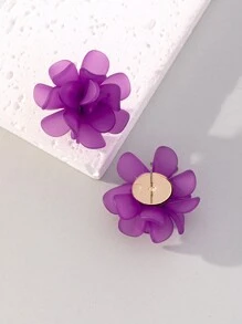 Bông tai trang trí hoa - Màu tím - Xem 2