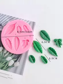 1pc Leaf Design DIY Silicone Mold, Pink Silicone Mold For DIY Crafting - Pink - View 2