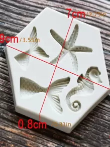 1pc Fishtail Design DIY Silicone Mold, Simple Seahorse & Starfish Design Silicone Mold For DIY - Light Grey - View 2