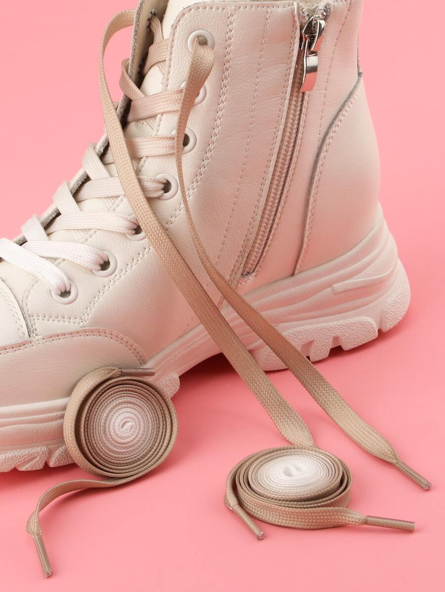 1對漸層鞋帶滌綸運動鞋可愛配件 - 卡其色 - 查看 1