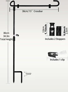 1set/2sets-Christmas Outdoor garden flagpole Black spray painted garden decorated flagpole with 1 spring 1 clip - Black - View 5