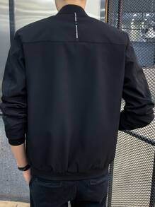 Áo khoác Nam Dây kéo màu trơn Giải trí - màu đen - Xem 2