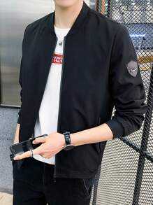 Áo khoác Nam Dây kéo màu trơn Giải trí - màu đen - Xem 8