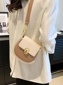 Bolso sillín mini de dos tonos con solapa - Multicolor - Ver 3