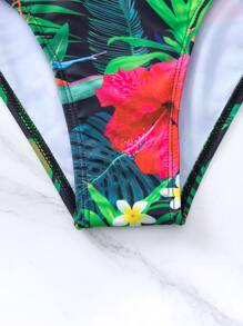 熱帶印花露背式加厚款夏日比基尼泳裝套裝 - 彩色 - 查看 7