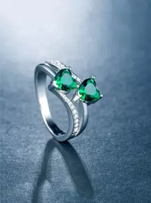 Cubic Zirconia Heart Decor Ring Valentines