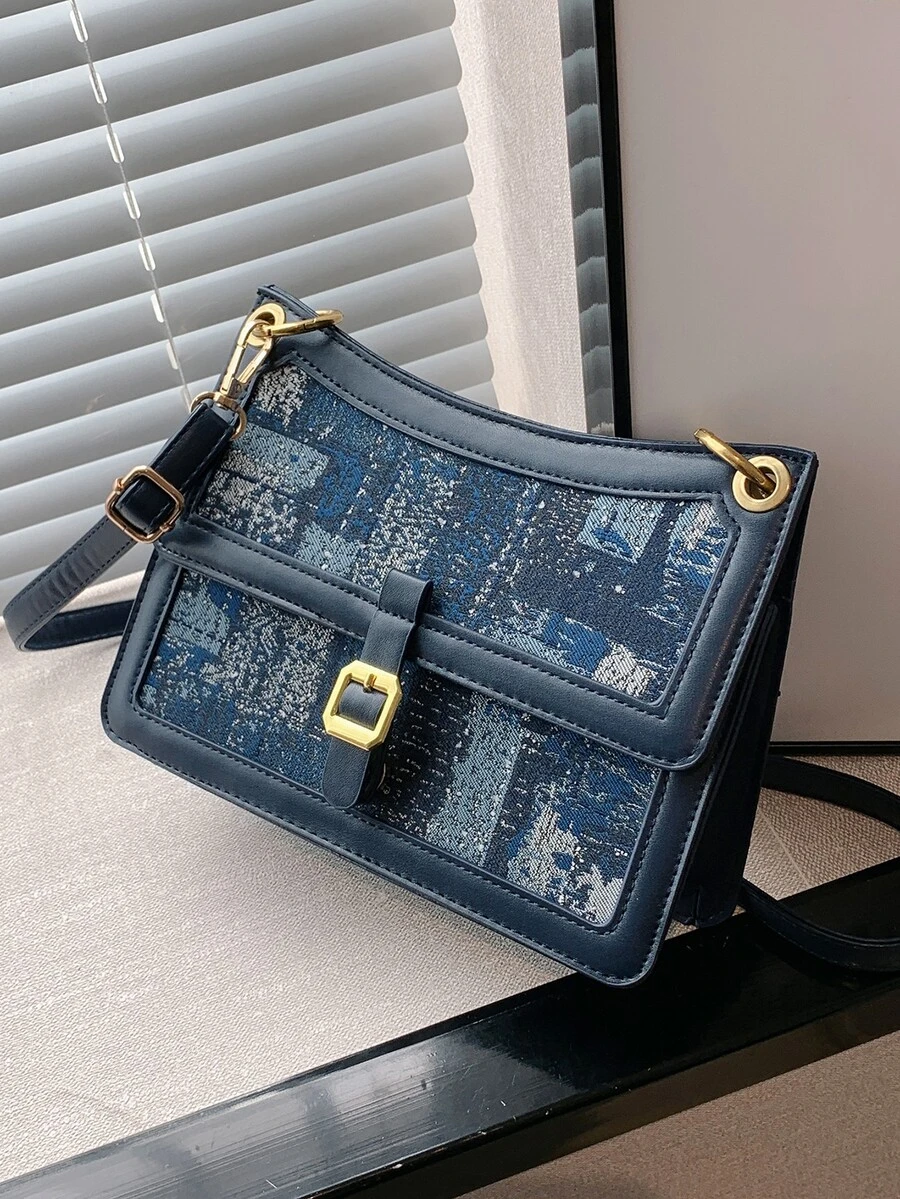 Bolsa creativa con patrón de dibujo con diseño de hebilla - Azul - Ver 1