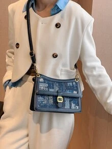 Bolsa creativa con patrón de dibujo con diseño de hebilla - Azul - Ver 6