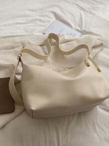 Minimalist Hobo Bag Large Capacity - White - View 2
