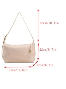 Minimalist Hobo Bag Large Capacity - White - View 3