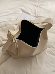 Minimalist Hobo Bag Large Capacity - White - View 4