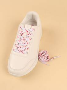 1pair Splatter Paint Pattern Shoelaces, Polyester Fashionable Accessories For Skate Shoes - Multicolor - View 1