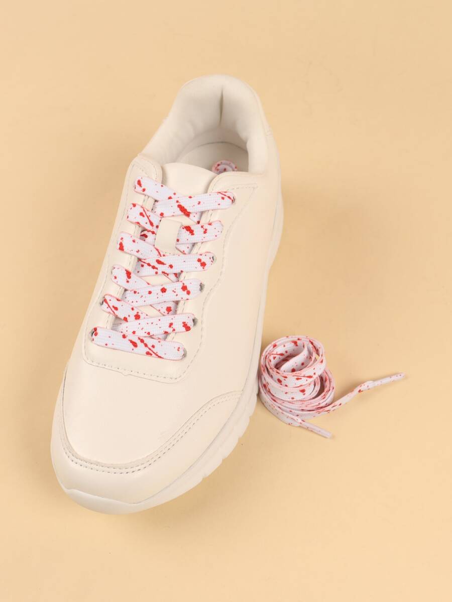 1pair Splatter Paint Pattern Shoelaces, Polyester Fashionable Accessories For Skate Shoes - Multicolor - View 1