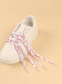 1pair Splatter Paint Pattern Shoelaces, Polyester Fashionable Accessories For Skate Shoes - Multicolor - View 2