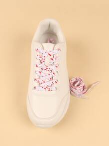 1pair Splatter Paint Pattern Shoelaces, Polyester Fashionable Accessories For Skate Shoes - Multicolor - View 4