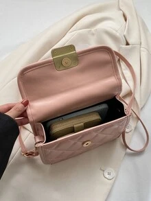 Quilted Flap Square Bag - Pink - View 6