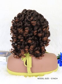 Peluca sintética corta y rizada con flequillo - Multicolor - Ver 4