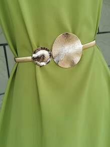 1pc Women's Gold Color Metal Spring Simple & Fashionable Elastic Waist Chain Elegant Summer, School Fall, Autumn, Halloween