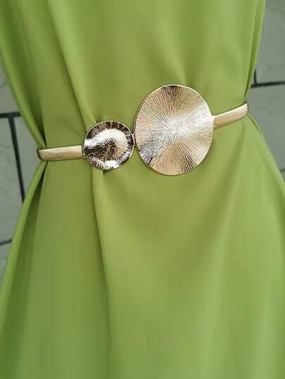 1pc Women's Gold Color Metal Spring Simple & Fashionable Elastic Waist Chain Elegant Summer, School Fall, Autumn, Halloween