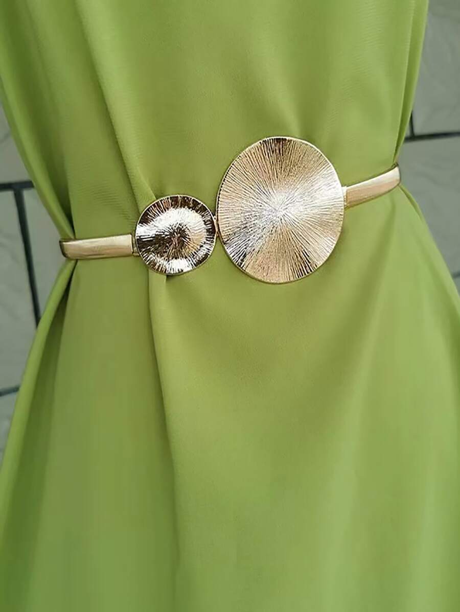 1pc Women's Gold Color Metal Spring Simple & Fashionable Elastic Waist Chain Elegant Summer, School Fall, Autumn, Halloween