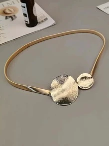 1pc Women's Gold Color Metal Spring Simple & Fashionable Elastic Waist Chain Elegant Summer, School Fall, Autumn, Halloween