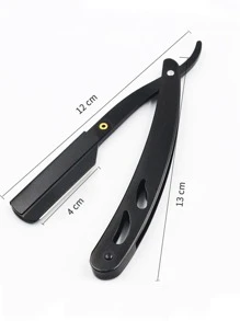 1pc Black Men Beard Razor Without Blade,Men Manual Stainless Steel Beard Shaver, Straight Edge Razor for Hair Salon, Folding Handle Razor, Hair Enthusiasts Barber, Beard Shaper & Trim/Cut Side Lines - Black - View 3