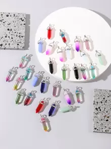 30 chiếc Thủy Tinh Nhiều Màu Cột Lục Giác Tự Làm Trang Sức Làm Mặt Dây Chuyền Cho Vòng Cổ Hoặc Vòng Tay - Nhiều màu - Xem 1