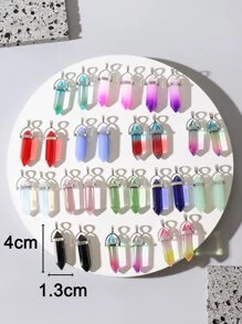 30 chiếc Thủy Tinh Nhiều Màu Cột Lục Giác Tự Làm Trang Sức Làm Mặt Dây Chuyền Cho Vòng Cổ Hoặc Vòng Tay - Nhiều màu - Xem 3
