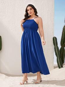 Mulvari Bộ thời trang Plus Size Dải chun Hoa Boho - Màu xanh lam - Xem 3