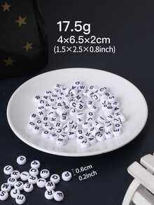 100pcs Letter Graphic Random DIY Bead - Black and White - View 4
