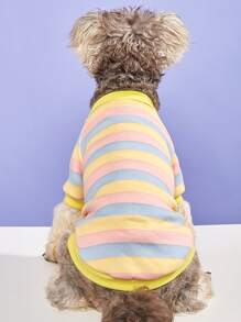 1pc Striped Pattern Pet Sweatshirt - Yellow - View 2