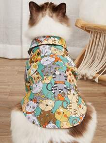 1pc Cartoon Animal Print Pet Shirt - Green - View 2