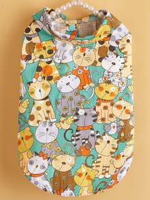 1pc Cartoon Animal Print Pet Shirt - Green - View 3