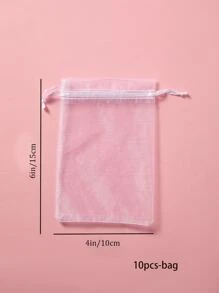 10 piezas de bolsas de malla de regalo de unicolor, bolsas de regalo, bolsas de embalaje, bolsas con cordón - Blanco - Ver 8