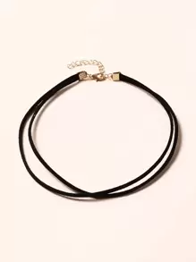 Minimalist Layered Choker Goth Punk Jewelry - Black - View 3