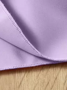 SHEIN 女童圆领双层盖袖短款优雅连衣裙 - 紫色 - 查看 9