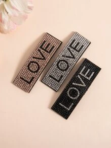 3pcs Rhinestone Letter Decor Hair Clip - Multicolor - View 3